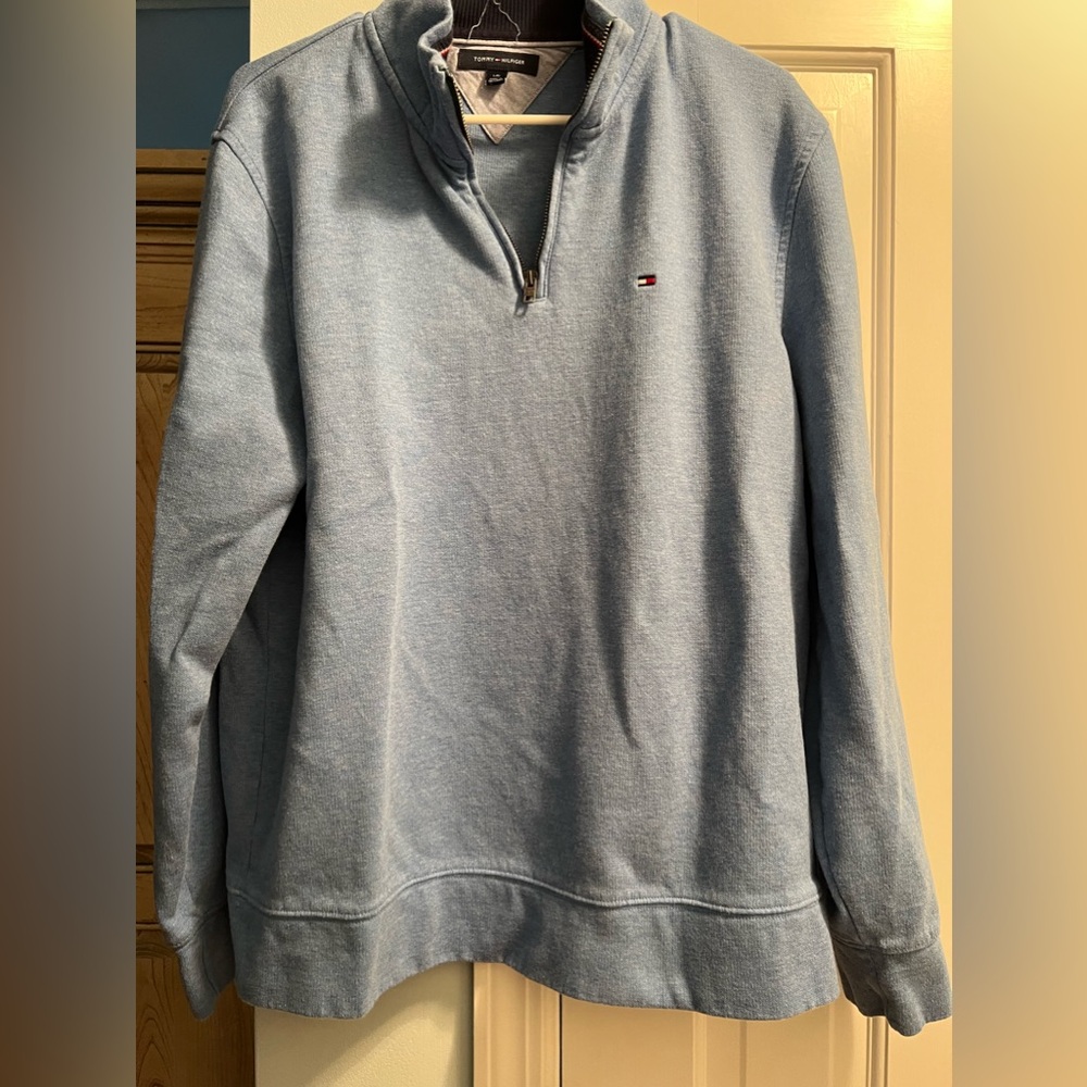 Mens, light blue zip up sweatshirt. Excellent condition!
